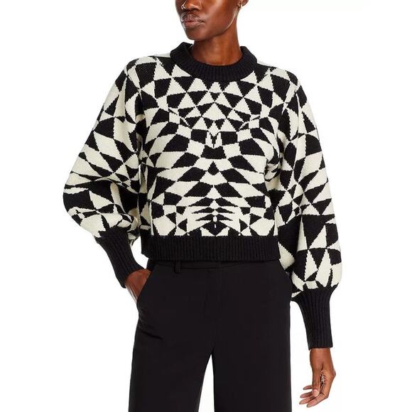 Farm Rio Black Heart Deco Knit Sweater - L - Black - Picture 1 of 5